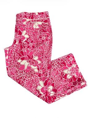 Lilly Pulitzer Show and Tell Printed Corduroy Capri Pants Palm Beach Fit Sz 12
